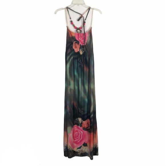 Magic Floral Y2K Floral Halter Maxi Dress Small Smocked Boho Fairy Beach Coastal - Picture 7 of 12